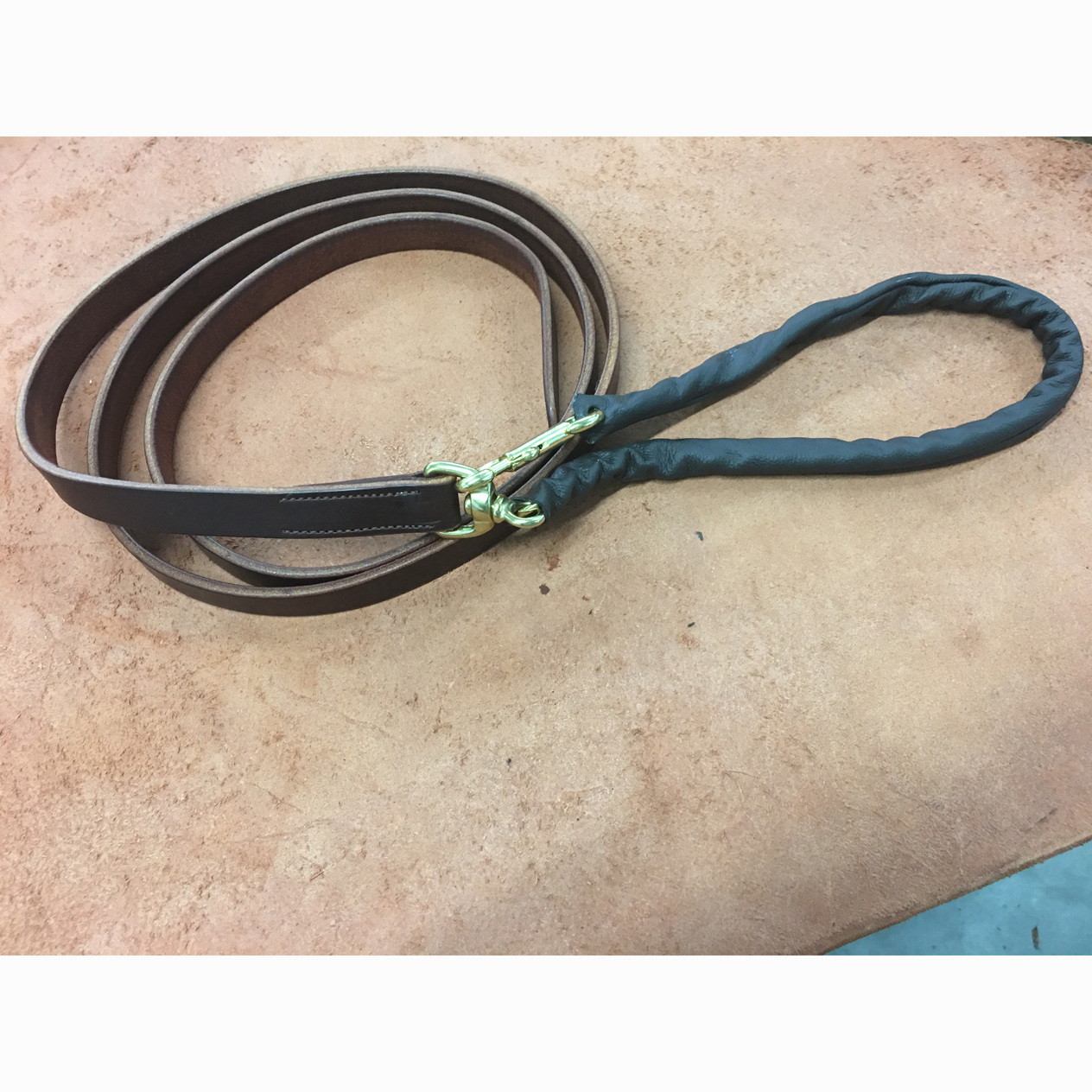 Lead Shank With Leather Covered Chain Leather Lead Shank with chain